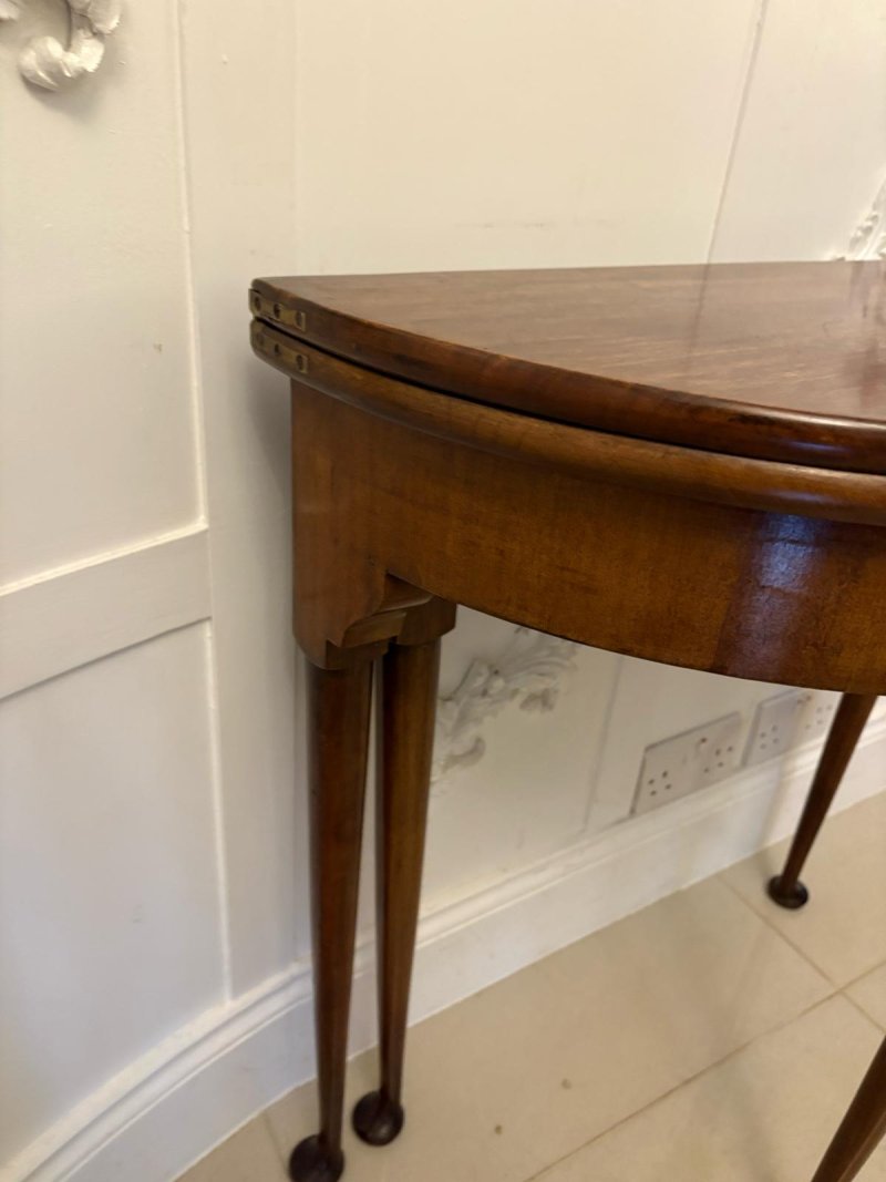 Antique Victorian Quality Mahogany Demi Lune Shaped Card Table - Image 10